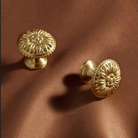 Poignées vintage françaises en laiton massif, motif marguerite, petites poignées de porte de placard, boutons de tiroir pour chambre à coucher, cuisine, meubles, boutons en bronze