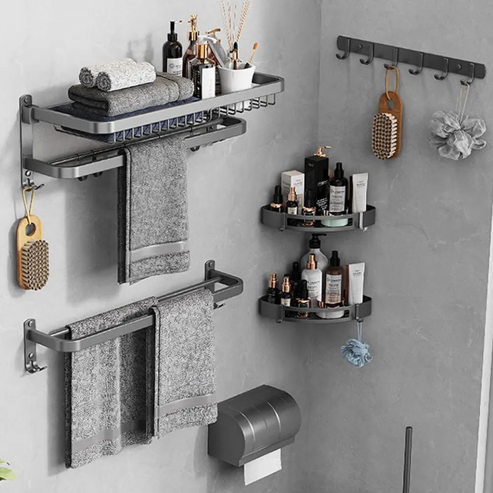 Modernes Zubehör Toiletten bürste Seidenpapier rolle Aufbewahrung halter für Badezimmer hängen Falttuch Organizer Trocken regal Set