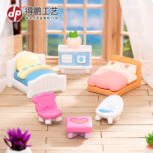 Dp Miniature Dollhouse Furniture Set Resin Cute Bedroom Living Room Decorations For Kids Toys Desktop Ornaments - Product Image 3