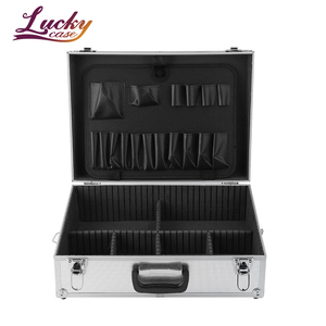 Silver Hard Toolcase Lockable Tool Organizer Storage Box Aluminium Flight Case Toolbox