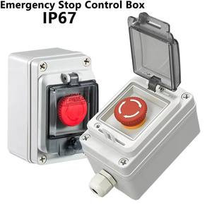 Caja de Control de parada de emergencia, interruptor de botón para exteriores, cinta de casete, escudo de protección, caja de Control de botón de parada <span class=keywords><strong>urgente</strong></span> impermeable Ip67 - Product Image 1