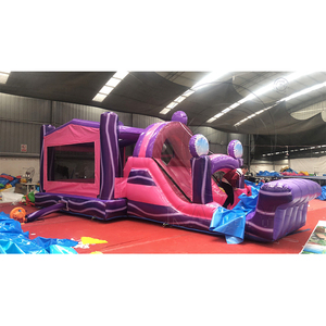 Structure gonflable commerciale licorne arc-en-ciel rose et violette avec toboggan pour fêtes d'enfants et locations - Product Image 6