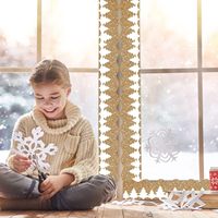 Flocon de neige toile de jute en forme d'éventail PVC adhésif tableau d'affichage bordure autocollant pour la rentrée scolaire salle de classe ou bureau décor de noël