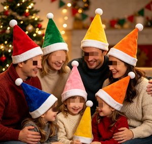 Conjunto <span class=keywords><strong>de</strong></span> disfraz <span class=keywords><strong>de</strong></span> Navidad <span class=keywords><strong>de</strong></span> moda, capa con capucha <span class=keywords><strong>de</strong></span> terciopelo con gorro <span class=keywords><strong>de</strong></span> Papá Noel, guantes <span class=keywords><strong>de</strong></span> felpa y calcetines largos a rayas para fiestas navideñas - Product Image 1