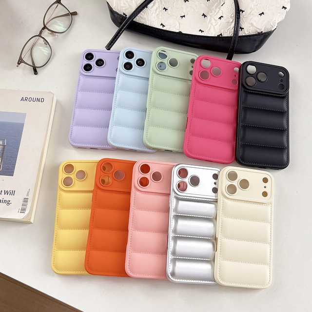 3D the Puffer Solid Color Simple Phone Case for iPhone Air 17 16 15 14 13 12 11 Pro Max X XS Soft TPU Shockproof Cover Shell