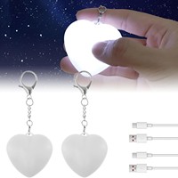 Porte-clés lumineux LED en forme de cœur, portable, avec capteur tactile, rechargeable USB-C, en plastique, idéal pour Halloween, étudiants et cadeaux