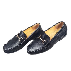 Mocasines de cuero genuino para hombre, con punta redonda, hebilla metálica, zapatos cómodos para todas las estaciones, uso informal de negocios - Product Image 5
