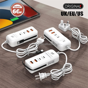 Caricatore Super Veloce 66W con <span class=keywords><strong>2</strong></span> Porte Type-<span class=keywords><strong>C</strong></span> + <span class=keywords><strong>2</strong></span> USB, Hub di Ricarica USB-<span class=keywords><strong>C</strong></span> 66W, Presa di Ricarica per Telefoni Cellulari con Cavo di Prolunga - Product Image 3