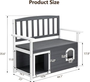 Nichoir moderne en bois <span class=keywords><strong>pour</strong></span> <span class=keywords><strong>chien</strong></span> d'extérieur avec banc intégré, style mobilier de patio, <span class=keywords><strong>cage</strong></span> <span class=keywords><strong>pour</strong></span> animaux de compagnie, chiens de taille moyenne, bois massif durable, écologique - Product Image 2