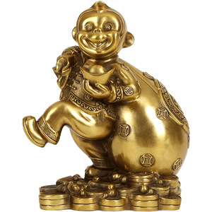 Figura de mono de latón, mono dorado que trae bendiciones, decoración de escritorio Feng Shui, regalo de Año Nuevo Chino, decoración para el hogar y la oficina - Product Image 4