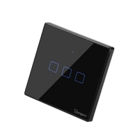 SONOFF sakelar Cerdas tiga saluran dinding, sakelar cerdas WIFI kendali jarak jauh mendukung pengendali jarak jauh RF T3UK3C-TX standar Inggris