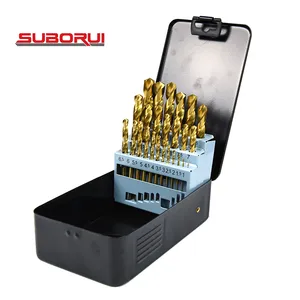 DIN338 Titanium Finished 25pcs HSS Twist Drill Bit Set For Metal And Stainless Steel Drilling