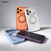 Coque rigide en PC translucide dépolie VAWI B562 avec support rotatif à 360° et aimant 2800Gs pour iPhone 17 18 Pro 17 18 Pro Max