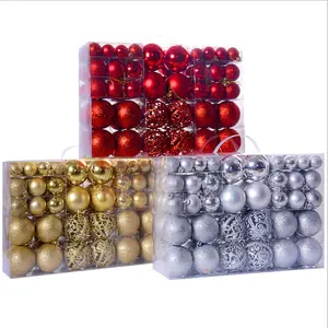 100 pièces boule de décoration de noël livraison directe trois tailles différentes couleurs source d'ornement de noël bricolage