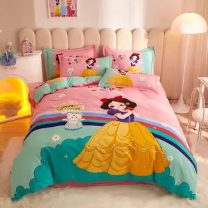 Trẻ em hoạt hình bông thoải mái ngủ tùy chỉnh bộ đồ giường đặt thân thiện với môi trường in nhuộm da thân thiện mềm