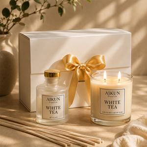 AIKUN OEM, diffuseur de parfum en verre pour aromathérapie, bougie décorative de luxe pour la maison, bougie parfumée en cire de soja, coffret cadeau - Product Image 3