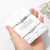 Nouveauté Mode Vente en Gros Prix Usine 2 Pièces Bracelets en Corde Tressée avec Perles de Pierre Naturelle Œil de Tigre, Quartz Rose, Amazonite et Carte