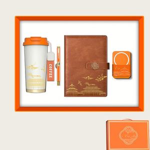 Office Practical Customized Logo UV Printed Handmade <b>Notebook</b> <b>Set</b> Coffee Cup Business Card Holder and Pen Power Gift <b>Set</b> - Product Image 2