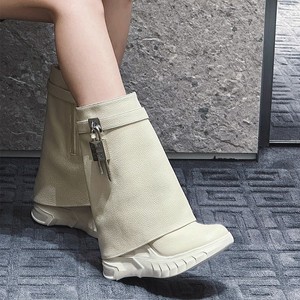 Women's <strong>Plain</strong> Round Toe Shape Thick Bottom Metal Lock Quick-dry Microfiber Winter <strong>Boots</strong> 2025 New Short Height Increasing - Product Image 5