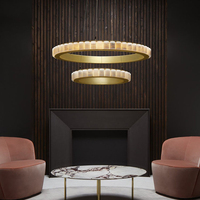 Luminaire suspendu de décoration de luxe personnalisé Lustre rond en albâtre naturel d'Espagne pour salle à manger