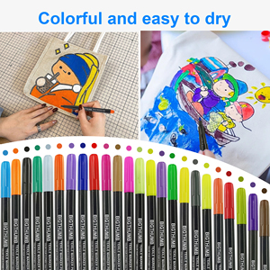 Textile Non Toxique Textil <span class=keywords><strong>En</strong></span> Gros 24 T-Shirt Art Couleur <span class=keywords><strong>Pour</strong></span> Enfant <span class=keywords><strong>Feutre</strong></span> Pointe permanent Tissu Marqueur Stylo - Product Image 4