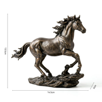 Statue de cheval en résine personnalisée en gros, finition bronze vintage, sculpture Mustang, décoration Feng Shui pour la maison, figurine animale