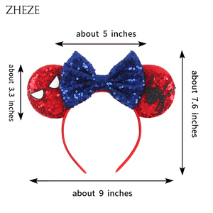 Accessoires de cheveux de cosplay de super-héros mignons, masque de <span class=keywords><strong>Spiderman</strong></span> de dessin animé, bandeau à paillettes, nœud, oreilles de souris, bandeau pour enfants, cadeau - Product Image 5