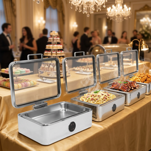 Juego de Recipientes para Buffet sin Agua, para Servicio de Buffet en Bodas, Recepciones y Fiestas - Product Image 1