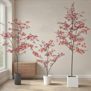 Plantas Artificiales <span class=keywords><strong>de</strong></span> Plástico, Hoja <span class=keywords><strong>de</strong></span> Arce Artificial en Maceta, para Decoración <span class=keywords><strong>de</strong></span> Interiores, Hogar, Oficina, Jardín, Decoración del Hogar, Plantas Falsas - Product Image 1