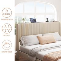 Lit plateforme King Size, cadre de lit en bois avec station de charge, pas besoin de sommier tapissier
