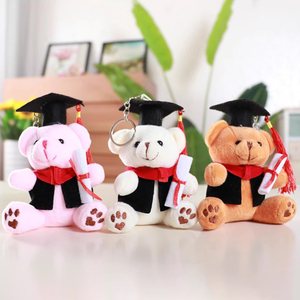 12CM Cartoon <b>Teddy</b> Bear Plush Toys School Graduation Gift Girl Bag Pendant Keychains Doctor Bear PP Cotton Filling Graduation - Product Image 1