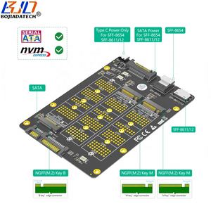 SFF-8654 3 dalam 1 4i SFF-8611 SATA3.0 22PIN, antarmuka ke NGFF M.<span class=keywords><strong>2</strong></span> Key-M NVME Key-B SATA SSD Converter kartu adaptor tersedia - Product Image 2