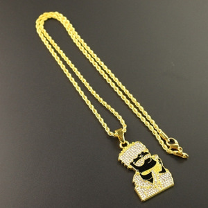 Gran oferta de moda Hip Hop Punk Simpson completo diamante circón aleación oro plata plateado gargantilla encanto Collar para hombres y mujeres - Product Image 3