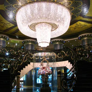 Oval Crystal Chandelier Banquet Hall Pendant Light Restaurant Hotel Lobby Villa Big Customized LED