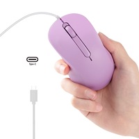 Mouse Ergonomis Berkabel Tipe-C dengan Lampu Latar LED Mini, Senyap, 3 Tombol, Roda Gulir untuk Laptop, Kantor, Tablet