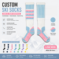 Chaussettes de ski en laine, coton et nylon à compression, personnalisables avec logo, pour le sport, montantes jusqu'au genou, chaudes, épaisses, avec fond en tissu éponge, pour l'hiver, vente en gros