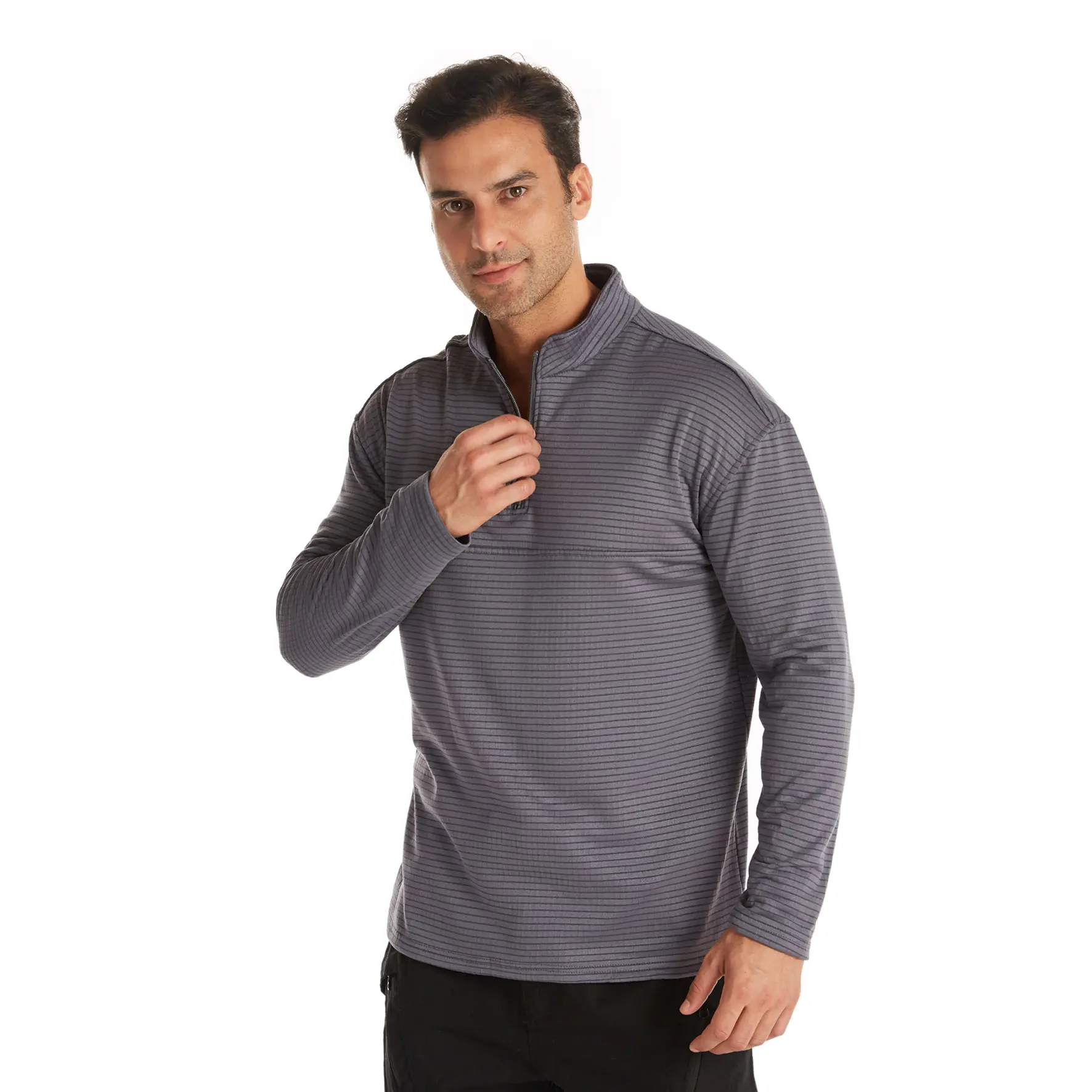 Sweat-shirt pour hommes, pull-over thermique, 1/4, vente en gros