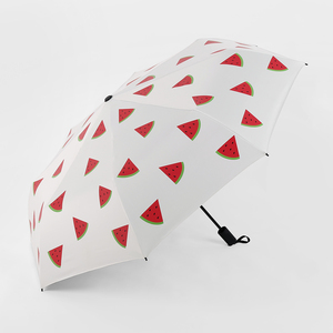 <span class=keywords><strong>Parapluie</strong></span> <span class=keywords><strong>traditionnel</strong></span> <span class=keywords><strong>japonais</strong></span> à ouverture automatique, 3 plis, noir, anti-UV, motif pastèque imprimé, en pongee, pour l'été et les voyages - Product Image 2