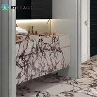 Table basse en marbre blanc Calacata Violet de luxe StoneSun, Italie, avec socle bas, lavabo en marbre Calacatta Viola