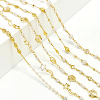 Bracelet chaîne de perles plaqué or 18 carats, accessoires de bijoux DIY, pour usage permanent