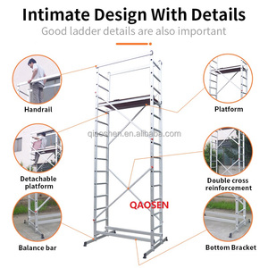 Escalera Extensible Moderna para Almacén QAOSEN A85 SHANGJI, 4 Metros de Altura, Aleación de Aluminio 6063, Capacidad de <span class=keywords><strong>150</strong></span> kg, Escaleras Combinadas Plateadas - Product Image 3