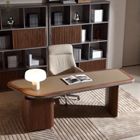 Bureau de direction de luxe au design moderne en cuir pleine fleur avec tiroirs