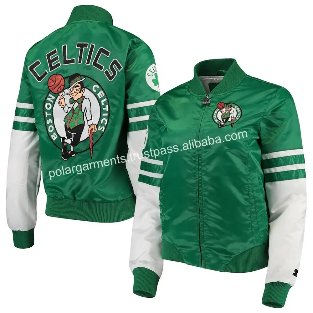 Aangepaste Celtics Borduren Satijnen Jas/Mannen Bomber Jacket