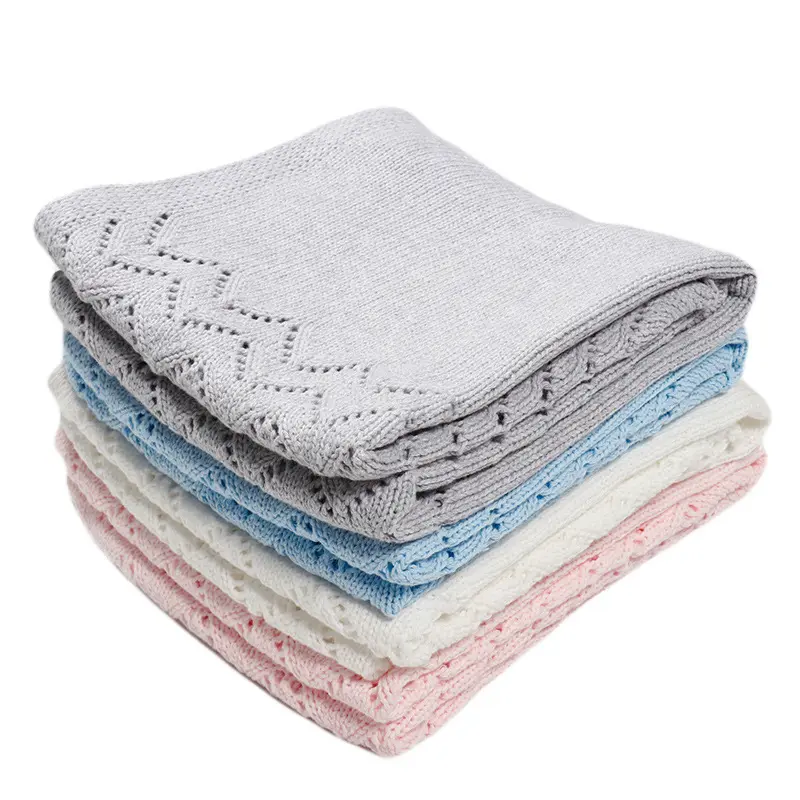 70x90CM Milestone Baby Blanket Seed Knit Summer Hollow Out Quilt Cotton Stroller Swaddle Blanket Knit Infant Girl Boy