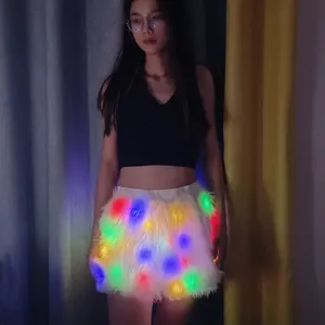 Nouveau design sexy led light up jupe en laine femme lumineuse sexy fourrure jupe/robe