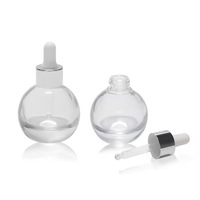 Flacons compte-gouttes en verre pour huile essentielle, cosmétiques, huile capillaire, forme ronde, transparent, dégradé rose, fond épais, 30 ml, 1 oz
