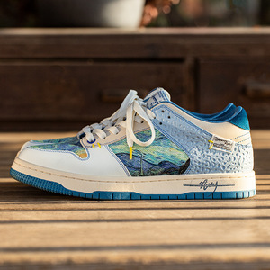 MRA, <span class=keywords><strong>zapatillas</strong></span> de deporte de moda <span class=keywords><strong>para</strong></span> hombre, diseño de pintura al óleo de estrella, nueva pareja, nicho, suela gruesa, zapatos deportivos informales <span class=keywords><strong>para</strong></span> otoño, malla con cordones - Product Image 1