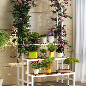 Support de rangement suspendu pour pot de <span class=keywords><strong>fleurs</strong></span> en fer multicouche pour l'extérieur Radis vert Support de rangement pour succulentes Balcon Escalade Vigne Paniers de <span class=keywords><strong>fleurs</strong></span> - Product Image 1