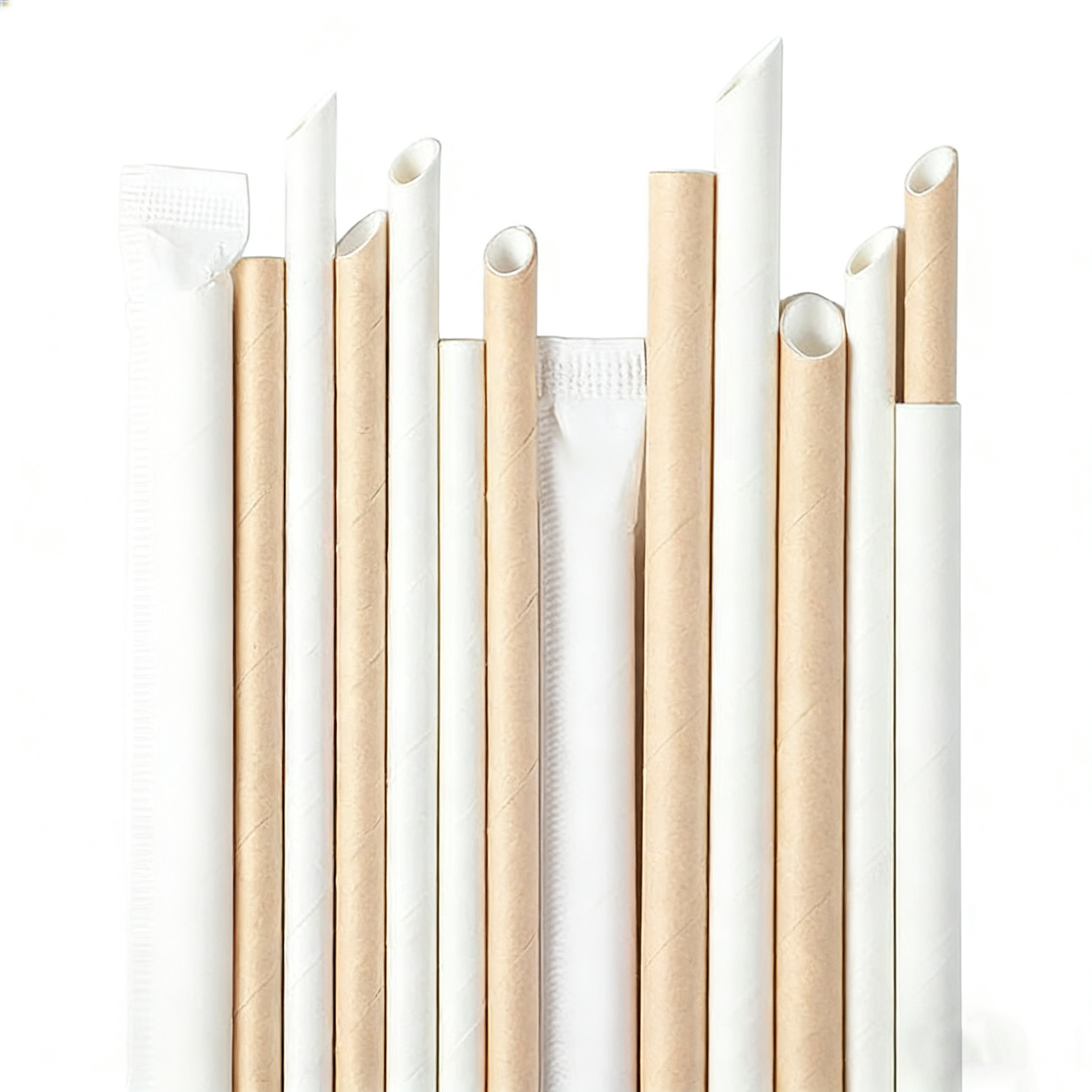Eco-Friendly Biodegradable Recycled Materials Disposable Paper Straws Individually Wrapped Custom Logo for Cafe Wholesale