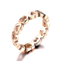 Bague Vintage en Or Rose 18 carats pour Femme, Motif Cœur Creux Gravé, Tendance, pour Couple, Mariage, Fête, Vente en Gros